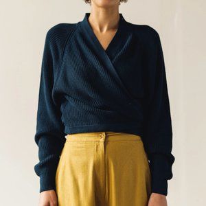 Navy Kowtow Wrap Composure Cardigan Small